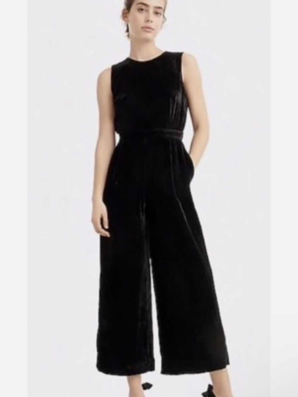J.Crew Wrap Back Cropped Velvet Jumpsuit
